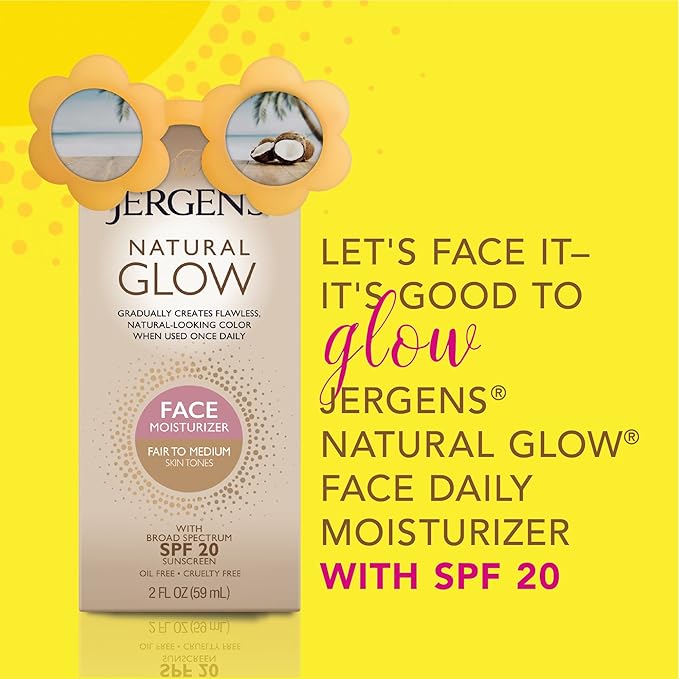 Jergens Natural Glow Daily Facial Moisturizer, Fair to Med 2 fl oz (59 ml)