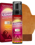 Self Tanner Mousse Mitt Kit – Sunless Tanning Foam with Hyaluronic Acid for Hydrating - Flawless & Streak-Free Watermelon Scent Fake Tan Mousse, Medium Glow 6.76 fl. oz