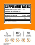 BulkSupplements.com L-Citrulline Powder - Citrulline Supplement, Citrulline Powder - L-Citrulline 3000mg, Unflavored & Gluten Free - 3g per Servings, 100g (3.5 oz) (Pack of 1)