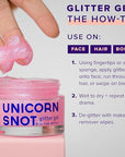 UNICORN SNOT Face & Body Glitter & Lip Gloss Bundle - Makeup for Festivals, Raves, Anime Cosplay - Safe for Face, Easy Application & Removal (Flamingo)