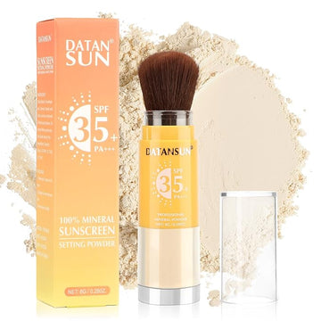 Mineral Powder Sunscreen Setting Makeup - SPF 35 Brush On Sunscreen for Face & Scalp & Hair, Natural Matte Loose Finishing Powder, Oil Control Lightweight Breathable (#02 Translucent)