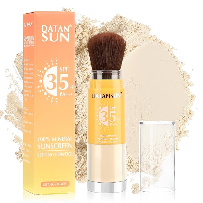 Mineral Powder Sunscreen Setting Makeup - SPF 35 Brush On Sunscreen for Face & Scalp & Hair, Natural Matte Loose Finishing Powder, Oil Control Lightweight Breathable (#02 Translucent)