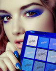 9-Color Glitter Matte Eyeshadow Palette, Silver Grey, Light Blue, Highly Pigmented Waterproof Corpse Bride Makeup for Blue Eyes