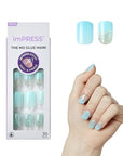 KISS imPRESS No Glue Mani Press-On Nails, Mini, 'Eternity', Medium Blue, Short Size, Squoval Shape, Includes 30 Nails, Prep Pad, Instructions Sheet, 1 Manicure Stick, 1 Mini File