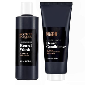 Scotch Porter Beard Wash & Conditioner Bundle – Cleanse, Moisturize, Hydrate & Soften Coarse, Dry Facial Hair while Encouraging Growth for a Fuller, Healthier-Looking Beard
