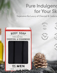 Olivia Care Activated Charcoal Cedarwood Bar Soap 3 Pack Set 100% Natural & Organic – For Face & Body - Deep Clean, Exfoliate, Moisturize & Hydrate - Amazing Masculine Fragrance - 3 X 5 OZ