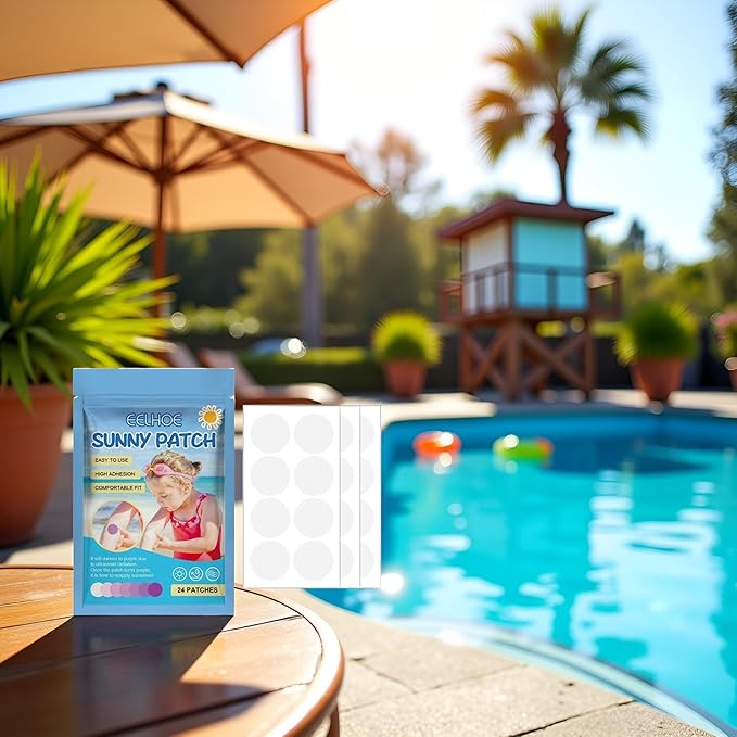 24 Pcs UV Stickers for Sunscreen, Waterproof UV Detection Stickers, Sun Cream Stickers to Reapply,UV Detection Reminder UV Patch for Kids Adults Waterproof Patches, Changes Color When Time To Reapply