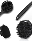 3 PCS Silicone Bath Brush Set,Back Scrubber & Body Brush & Face Brush Set, Super-Exfoliating & Lathering Body Scrubber, Shower Brush, Face Scrubber Combination for HomeBathroom Hotel Travel.(Black)