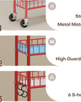 Slim Rolling Storage Cart 6 Tier, Metal Kitchen Rolling Utility Cart with Lockable Wheels for Kitchen, Bathroom, Office, Laundry Room, Small Narrow Spaces (Red 6 Inches)