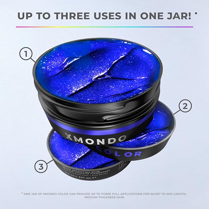 XMONDO Color Super Blue Mask – Semi-Permanent Blue Dye with Bond Booster & Hyaluronic Acid, 8 oz