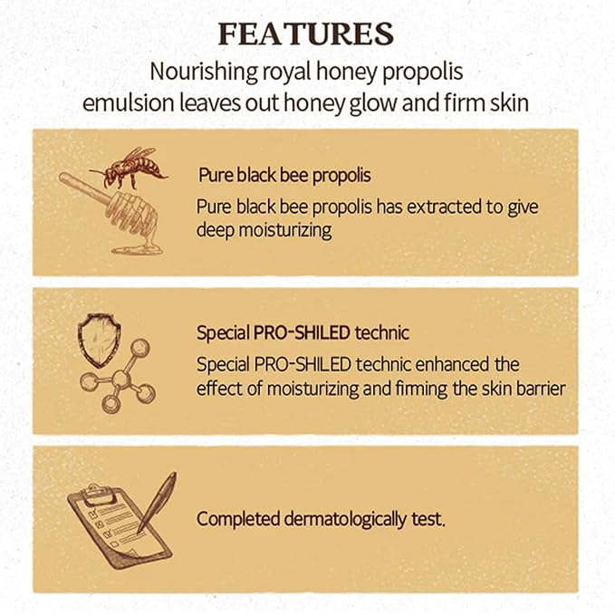 SKINFOOD Royal Honey Essential Emulsion 160ml (5.41 fl.oz.) - Concentrated Aged Honey Skin Nourishing & Hydrating Essential Emulsion, Skin Moisturizing & Glowing for Dry and Rough Skin