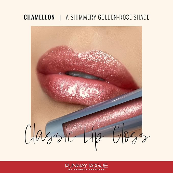 Runway Rogue Classic Lip Gloss, Golden-Rose Semi-Sheer Hydrating Lip Gloss, ‘Chameleon’
