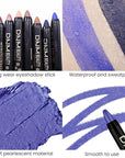 evpct Blue Shimmer Cream Eye Shadow Brightener Sticks Set for Eyes, Blue Shimmery Pencil Eye shadow Applicator Stick Pen Palette Makeup Waterproof sombras en crema para ojos 32#