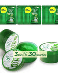 by.H Organic Aloe Vera Soothing Gel (3 Pack + 30 Pouches) - Natural Moisturizer for Skin and Hair, Effective for Sunburns, Razor Burns, and Gentle, Non-Greasy, Perfect for DIY Skincare [Made in Korea]