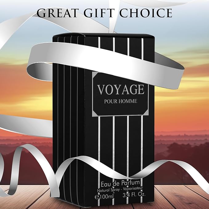 Voyage for Men Eau De Parfum - Sophisticated Male Fragrance Composition of bergamot, Pepper, Lavender, Star Anise & Nutmeg - Base of Peppery & Vanilla - Go-To Daily Scent - Elegant 100ml Bottle