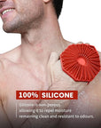 iTokGoK® Premium Silver-Infused 2-in-1 Silicone Body Scrubber, Double-Sided Design Body Brush Silicone Body Scrubber Exfoliating Body Brushes for All Skin for Showering, Lathers Well- Red
