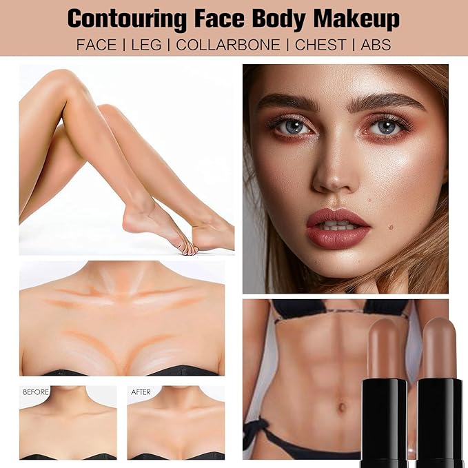 Contour Stick, 2Pcs Dual-Ended Highlighter Makeup Pen & + 03#)