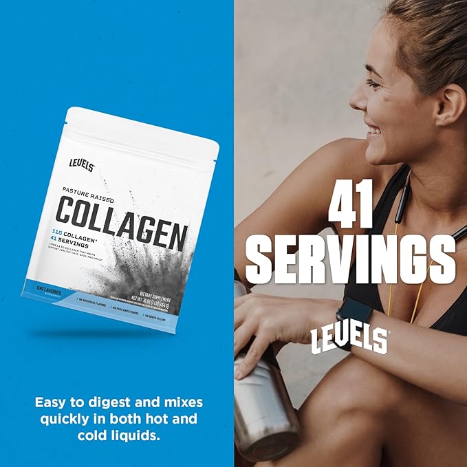 Levels Collagen Peptides, No Artificial Ingredients, 11G of Collagen, Unflavored, 1LB