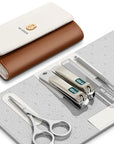 MR.GREEN Colorful Manicure Set Practical Pedicure Kits Nail Clippers Personal Care Tools Facial Hair Scissors with Fashion Case (Mr-6685 Brown)