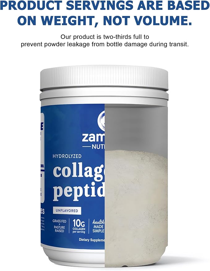 Zammex Premium Collagen Peptides Powder,Hydrolyzed Collagen Peptide for Women Men,Support for Hair Skin Nails, Joints Health,Grass Fed,Non-GMO,Keto Friendly,Gluten-Free,Easy to Digest,30 Servings