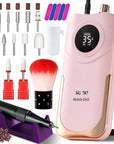 Portable Electric Nail Drill Cordless,35000 RPM Electric Nail File with Holder,Rechargeable Nail Drill E Filer for Nails,Electric Nail Buffer Nail Filer Electric Tool for Women (Pink)