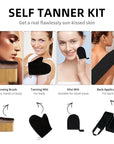 FUNAN Self Tanning Application Kit, 4-Piece Set with Back Applicator, Mini Mitt, Tanning Mitts and Ultra Soft Self Tanner Brush Bamboo Kabuki Brush, Black