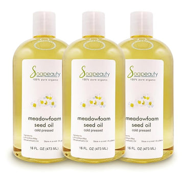 Soapeauty MEADOWFOAM SEED OIL Cold Pressed Unrefined | 100% Pure Natural Meadowfoam Seed Oil for Face & Hair | Moisturizer for Skin, Promotes Hair Growth, Balms | 48 fl oz (3 * 16 fl oz)