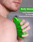 Silicone Body Scrubber Silver-Infused Dual-Sided 3-in-1 for Shower, Body Cleaning+Massage+Exfoliator Body Brush Buffer for Men and Women, Silicone Loofah, Non-Slip Handle (Green)