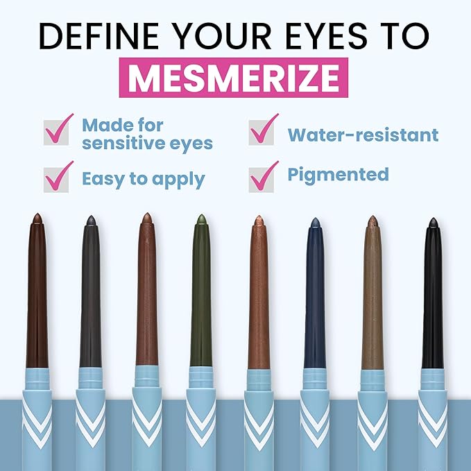 PrimeEyes Glide Eyeliner for Mature Women – Waterproof, Long-Stay and Mess-Proof – Gel Creme Texture, Discreet Sharpener and Effective Smudger (Golden Metallic)