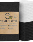 Softolle 100% Cotton Washcloths 24 Pack (12x12 Inches) Soft, Highly Absorbent Washcloth, Face Towels, Wash Cloths for Face, Ring Spun, Bulk Pack (Black/White)