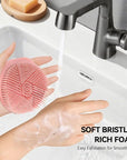 2-Pack Soft Silicone Dual-Sided Body Scrubber & Loofah | Gentle Exfoliating Shower Brush for Men & Women | Creates Rich Lather, Easy to Clean (Black & Pink)