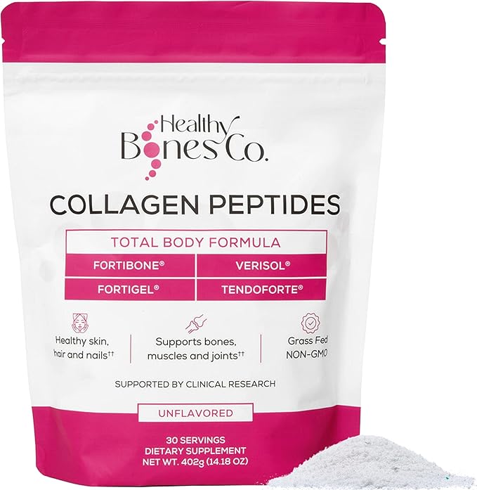 FORTIBONE Premium Bone Health Collagen Peptides w/FORTIGEL, VERISOL, TENDOFORTE | Clinically-Supported for Bones Joints Skin Hair Nails | Hydrolyzed Collagen Complete Anti-Aging Formula | 30 Servings