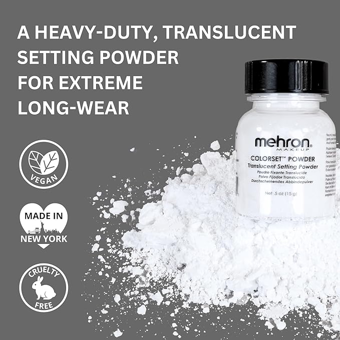Mehron Makeup Colorset Powder | Translucent Setting Powder | Special Effects, Halloween, & Film 0.5 oz (14 g)