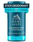 Oars + Alps Deodorant for Men & Women, Aluminum Free Deodorant for Men, Dermatologist Tested, Clean Ingredients, Non Toxic, Vegan, Long Lasting, Odor Protection, Fresh Ocean Splash, 1pk, 2.6oz