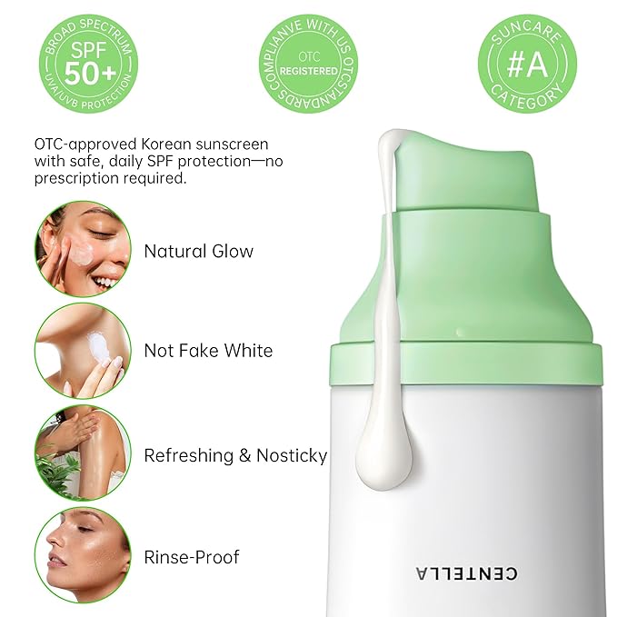Korean Sunscreen for Face & Body – SPF 50+ Madagascar Centella Mineral Sunblock, Tinted Moisturizer with Hyaluronic Acid & Niacinamide, Lightweight, Hydrating & No White Cast, 50ml