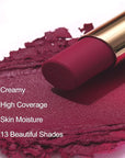 Oulac Creamy Matte Lipstick for Women, Lipstick & Blush Duo, Magenta Soft Satin Finish Lipsticks with Moisturising Formula, Rich Color Lightweight Lip Balm, Rose Oil,Vegan & Cruelty-Free| 3.6g (Y03)