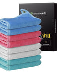 Nugilla Reusable Makeup Remover Cloths, 8 Packs Microfiber Cleaning Cloth Fast Drying Facial Washcloth, Ultra Soft Washing Towel for All Skin, 7 x 13 inch Green/Pink/Blue/White