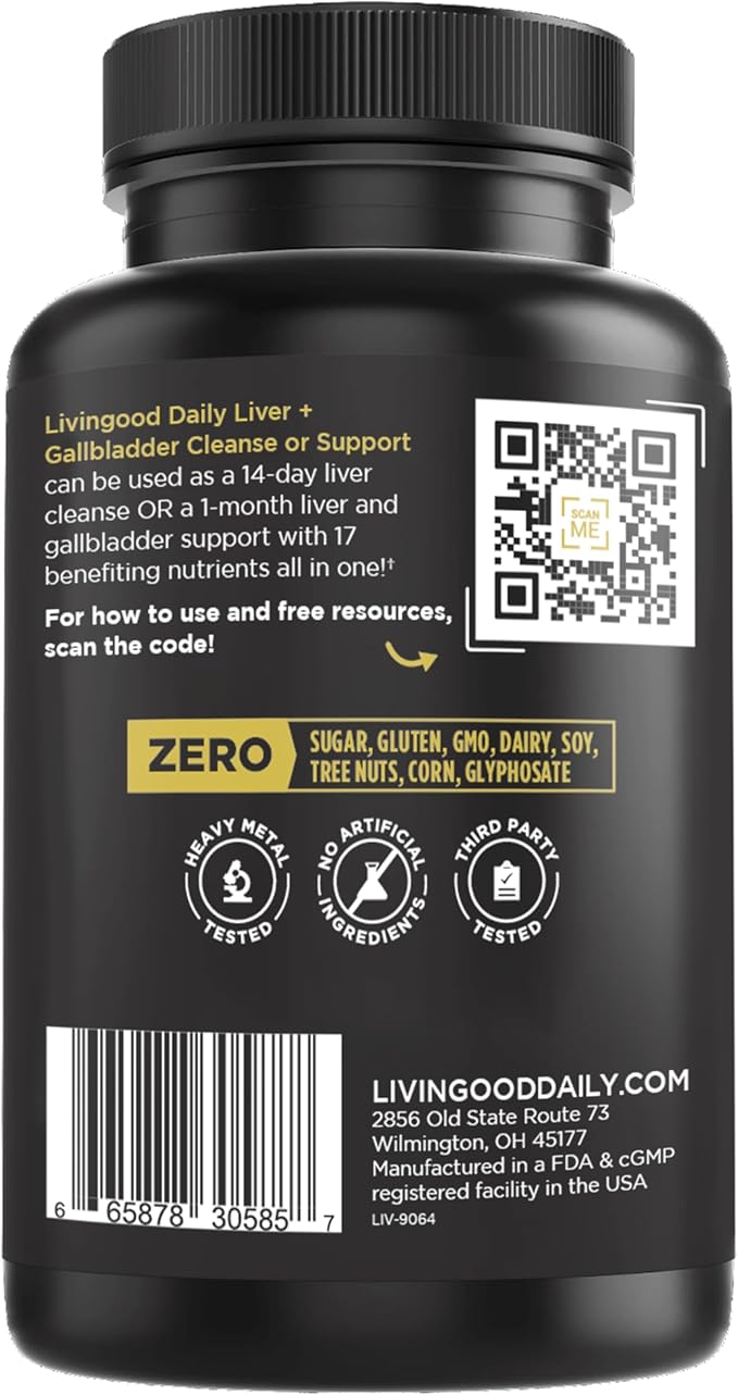 Livingood Daily Intestinal Cleanse, para & Candi Cleanser or Support (56 Vegetarian Capsules) - Support Heart, Skin, & Gut Health - Non-GMO, Gluten-Free, & Vegan