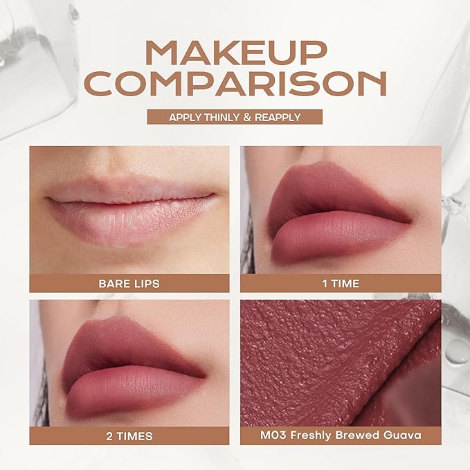 Mistine Cream Lip Gloss Thai latte Long Lasting Lip Gloss Non-sticky Silk Smooth Mist Matte Finish Lip Tint Gloss C05 Ice LYychee Cooler 0.1 fl oz 1 Count