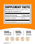 BulkSupplements.com NAC Powder - N-Acetyl Cysteine 600mg, NAC Supplement - Antioxidant Support, Gluten Free - 600mg per Serving, 833 Servings, 500g 1.1 lbs (Pack of 1)