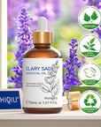 HIQILI 1 Fl Oz Clary Sage Oil Essential Oil, 100% Pure Undiluted for Diffuser, Aromatherapy - 30ml