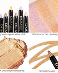evpct Beige Gold Shimmer Cream Eye Shadow Brightener Sticks Set for Eyes, Gold Shimmery Matte Pencil Eye shadow Applicator Stick Pen Palette Makeup Waterproof sombras en crema para ojos 15#