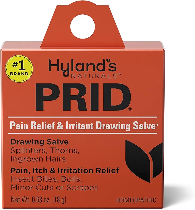 Hyland's PRID Drawing Salve, Topical Skin Irritation Relief, For Splinters, Thorns, Ingrown Hairs, Itch Relief for Bug Bites, Boils, Minor Cuts and Scrapes, 18 Grams