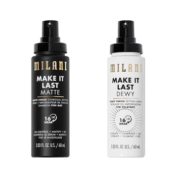 Milani Make It Dewy Setting Spray 3 in 1- Hydrate + Illuminate + Set & Make it Last Matte - Matte Finish Charcoal Setting Spray