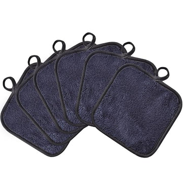 Makeup Remover Cloths for Face, Eye, Lips - Reusable Face Cleansing Cloth Microfiber Makeup Remover Pads 5 x 5 inch 6 Pack (Black)