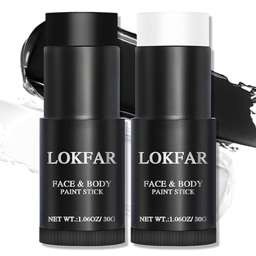 Black and White Face Body Paint Stick, White Foundation Makeup, Eye Black Stick for Sports, Professional Halloween Face Makeup Kit for Mime Zombie Clown Vampire Skeleton Skull Joker Costume