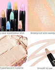 evpct Mocha Beige Shimmer Cream Eye Shadow Brightener Sticks Set for Eyes, Mocha Beige Shimmery Matte Pencil Eye shadow Applicator Stick Pen Palette Makeup Waterproof sombras en crema para ojos 14#
