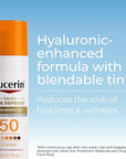 Eucerin Sun Tinted Age Defense Face Sunscreen Lotion SPF 50 with Hyaluronic Acid, Tinted Sunscreen for Face, Blendable Tint for All Skin Tones, Non Comedogenic and Hypoallergenic, 2.5 Fl Oz Bottle
