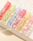 6pcs Fruit Flavored Lip Gloss Set, Roll on Lip Gloss Set Kids Lip Gloss Cute Lip Oil for Girls, Glossy and Shiny Non-Toxic, Kid Friendly, Kids Gift