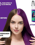 Purple Hair Dye for Women, Semi Permanent Hair Dye Shampoo for Gray hair Coverage 4 in 1 Natural Ingredients with Comb, Convenient to Use Hair Color Shampoo (Purple)